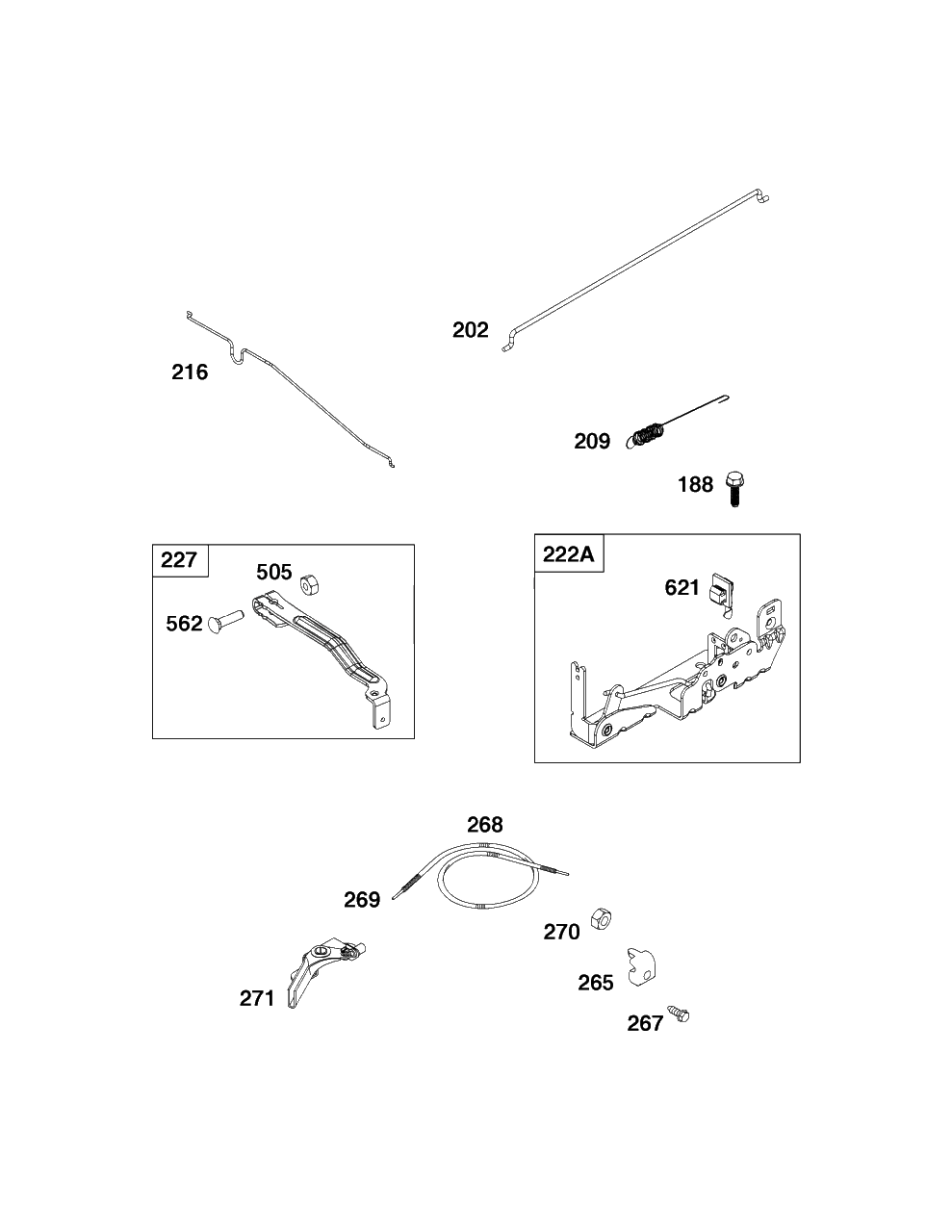 Controls Group Diagram and Parts List for 93J02-0118-H1  Briggs and Stratton Engine